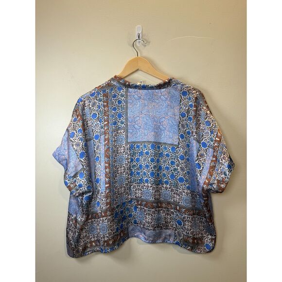 DRA Los Angeles Blouse Women's Size Small Abstract Print Short Sleeve - Picture 5 of 6